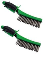 Image of 2 PACK Stainless Steel Wire Brush with Soft Grip Handle Rust Cleaning Removal