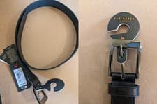 Image of Ted Baker EVETS Striped Bovine Leather Belt (BLACK)(SIZE 34 INCH WAIST) RRP £35