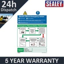 Image of Sealey Worksafe� Electric Shock Emergency Action Safety Sign Rigid Plastic
