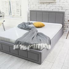 Image of Plush Velvet Black Ottoman Gas Lift Fabric Storage Bed - Handmade in UK