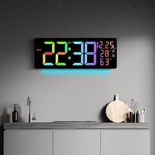 Image of LED Digital Wall Clock Dst 12/24H Date Week for Office Dorm Home Decoration