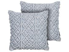 Image of Set of 2 Cushions GOREME Boucle 45 x 45 cm Solid Macramé Blue