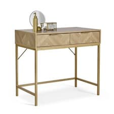 Image of Dressing Table for Bedroom, 2 Drawer Herringbone Vanity Desk, VonHaus