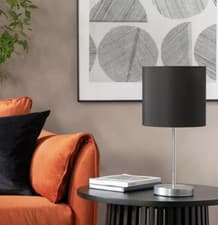 Image of Home Satin Stick Table Lamp 20cm Jet Black Lounge Beside Lamp IP20 SHADE DENTED