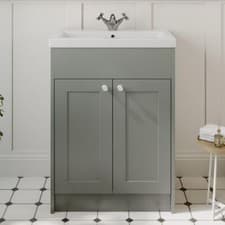 Image of Grey Traditional Freestanding Vanity Unit with Basin 600mm Traditional Bathroom