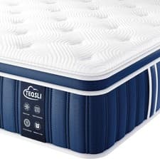 Image of Teqsli 3FT Single Mattress, 10.6 Inch Memory Foam Sprung Hybrid Mattress 9-Zone