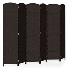 Image of 6-Panel Room Divider Folding Privacy Screen Wall Partition w/ Hand-woven Texture