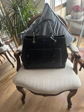 Image of DKNY Bryant Park Saffiano Textured Black Leather Bag Large Handbag New