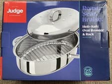 Image of Judge Stainless Steel Oval Roaster & Rack Set, Hob Safe, 34x29x20cm