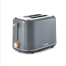 Image of Tower 2 Slice Toaster, Scandi, T20027G, Grey with Wood Accents