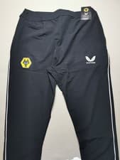 Image of WOLVERHAMPTON WANDERERS F.C. Mens Size L Travel Pants (BNWT) Black Castore Zips