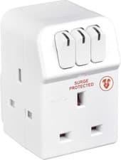 Image of Masterplug 3-Way Surge Protected Adaptor