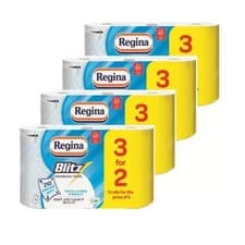 Image of 12 Rolls Regina Blitz 3 Ply Kitchen Towel Rolls 70 sheets per roll lint free