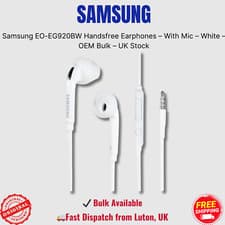 Image of Samsung EO-EG920BW Handsfree Earphones – With Mic – White – OEM Bulk – UK Stock