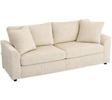 Image of Sofa Couch Upholstered Jumbo Cord Seat with Spring Cushion Home 212 cm Cream New