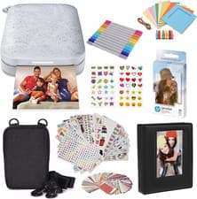 Image of HP Sprocket Portable 2X3 Instant Color Photo Printer (Luna Pearl) Starter Bundle