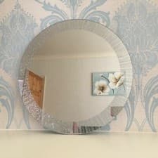 Image of SILVER GLITTER SPARKLE MIRROR 50CM ROUND silver sunburst dressing WALL MIRROR
