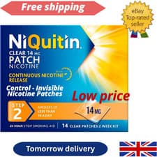 Image of NiQuitin 14mg Clear Patch Nicotine Step 2 Stop Smoking Aid (14 Patches)