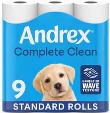 Image of Andrex Complete Clean Toilet Roll 9 Rolls (Previously Andrex Classic Clean Toile