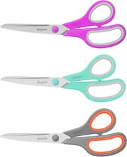 Image of 8" Multipurpose Scissors 3 Pack with Ultra Sharp Blades, Comfort-Grip Handles, S