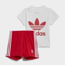 Image of Adidas Baby Infants T Shirt Shorts Tee Set Cotton Two Piece Trefoil Junior