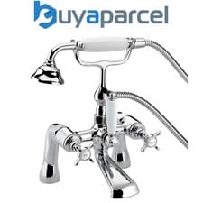 Image of Bristan 1901 Traditional Chrome Edwardian Bath Shower Mixer Tap N BSM C CD