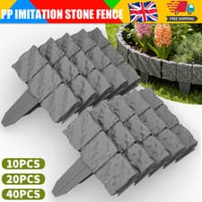 Image of 10/20/40 Garden Edging Border Lawn Edging Cobbled Stone Effect Plant Hammer In