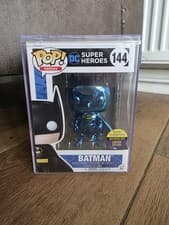 Image of Funko POP! DC Super Heroes Batman 144 Blue Chrome SDCC Toy Tokyo Exclusive 2017