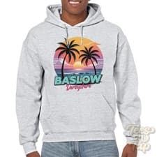 Image of BASLOW DERBYSHIRE HOODIE - Retro Miami Beach Style Funny Summer Parody
