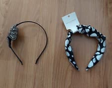 Image of 2 Women's Hair Accessories 1 Accessorize Spot Print 1 Black Rhinestones Headband