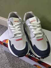 Image of Mens Ellesse Riva Runner 1050 Trainers Size 9 White Grey & Navy Brand New In Box