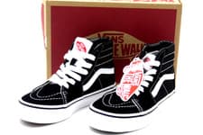 Image of VANS SK8-HI BLACK/TRUE WHITE LITTLE KIDS SHOE PRE-SCHOOL SIZE