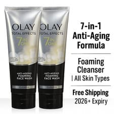 Image of Olay Total Effects 7in1 Face Wash 100g x 2 | Anti-Aging Foaming Cleanser