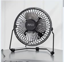 Image of Pifco 4 Inch USB Desktop Fan - Chrome/Silver - Quiet Portable Cooling