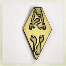 Image of The Elder Scrolls V Skyrim Pin Badge Fantasy Video Game Dragon Skin