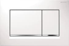 Image of Geberit 115.883.KJ.1 Sigma 30 Toilet Dual Flush Plate, White/Chrome Accent - NEW