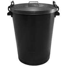 Image of 110l 85l 50l black dustbin with locking lockable handles rubbish waste bin