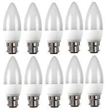 Image of 10x LED B22 Candle Light Bulbs 6W Bayonet Warm White 2700k 470lm