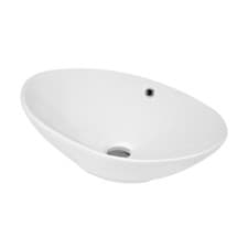 Image of Nuie 588 x 390mm Oval Countertop Vessel Wash Basin White Ceramic Bathroom Sink