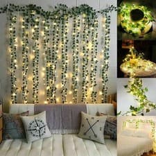 Image of Artificial Ivy Garland Fake Vines with 100 LED 10M String Lights Hanging Plant