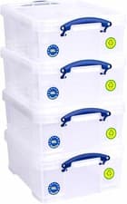 Image of Really Useful 18 Litre Plastic Stackable (4 Boxes) clear