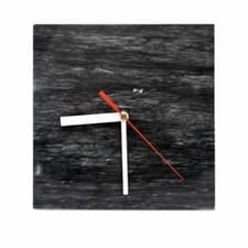 Image of Black Marble Wall Clock Made In Italy H. 20Cm