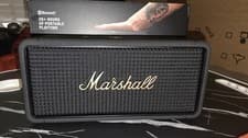 Image of Marshall Middleton Portable Wireless Bluetooth Speaker Black Brass, 20+ Hours