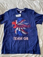 Image of Adidas Team GB Olympics 2012 T-Shirt Mens size large  Blue Official Rare BNWT