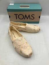 Image of Girls Tom's Alpargata Pineapple, Beige peach pink canvas shoes UK 3.5