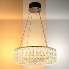Image of Crystal Gold Pendant Chandelier Light with Remote Control