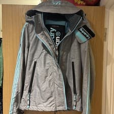 Image of Superdry light grey fluoro aqua Revolution windcheater Sz 14 BNWT