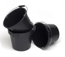 Image of Black PLASTIC Bucket with Handle IDEAL FOR GARDEN/ BUILDER/ WATER / 3 GALLON