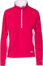 Image of Trespass apres ladies fleece jackets with half-length zipper, raspberry, xxs