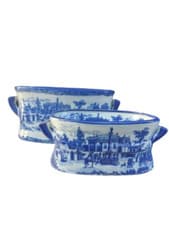 Image of Set of 2 Castle Design Footbath / Garden Planters: Floral Crocus Patio Indoor